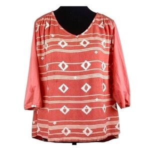 ROXY Dakota south western boho coral tunic top with crochet details